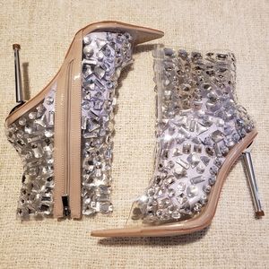 Super Sexy Jeweled PVC Stiletto Boots Size 11